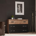 Sideboard mit 3 großen Schubladen aus Holzwerkstoff in Wolframgrau und Schwarzeiche, 120,4 × 82,4 × 41,3 cm