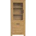 Vitrine mit 1 Tür und 1 Glastür aus Holzwerkstoff in Alteiche, 77 × 185,3 × 42,2 cm