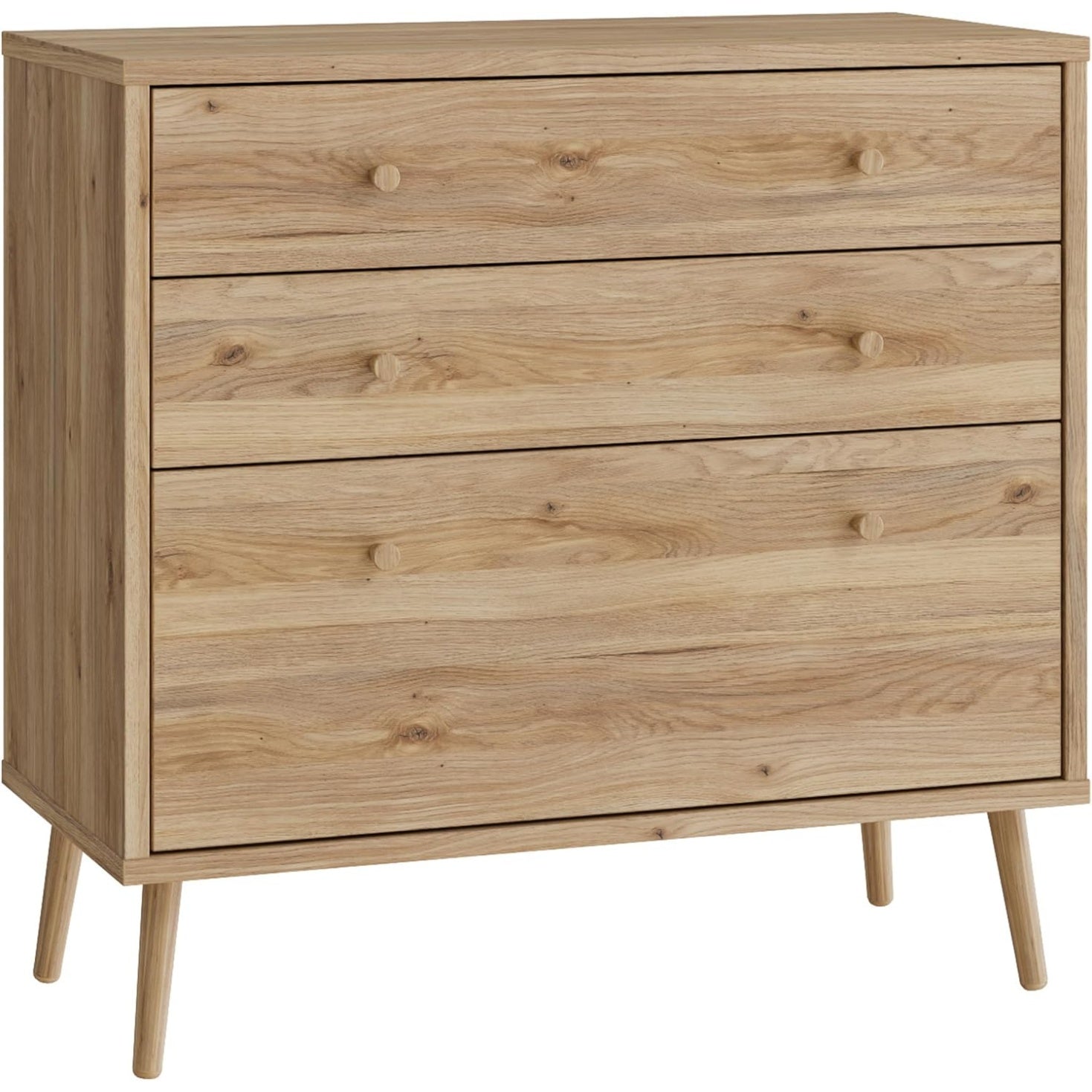 Sideboard mit 3 Schubladen aus Holzwerkstoff in Mauvella-Eiche, 89,8 × 86,5 × 41,5 cm