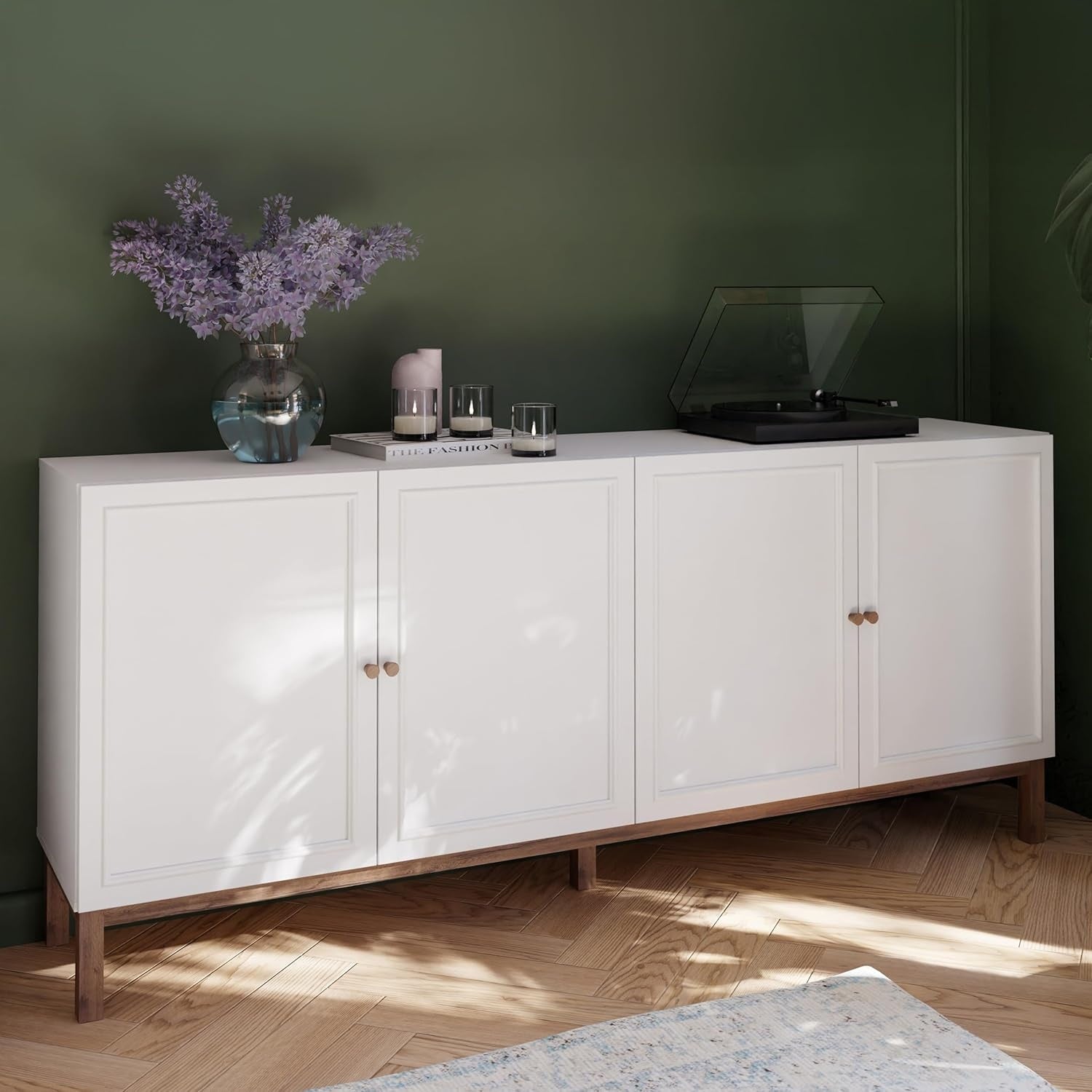 Sideboard mit 4 Türen in Grau und Eiche, 199,3 × 85,4 × 41,7 cm