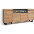 Sideboard im Industrial-Stil mit 4 Türen und integriertem Elektrokamin