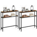Konsolentisch-Set mit 2 Ablagen, 20 × 80 × 80 cm, Vintagebraun und Tintenschwarz