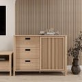 Sideboard mit 3 Schubladen und 1 Tür aus Holzwerkstoff in Riva-Eiche, 119,8 × 91,5 × 40,2 cm